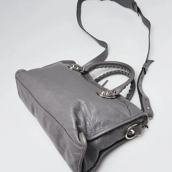 Balenciaga Gris Cendre Lambskin Leather Metallic Edge City S Bag - Picture 3 of 12